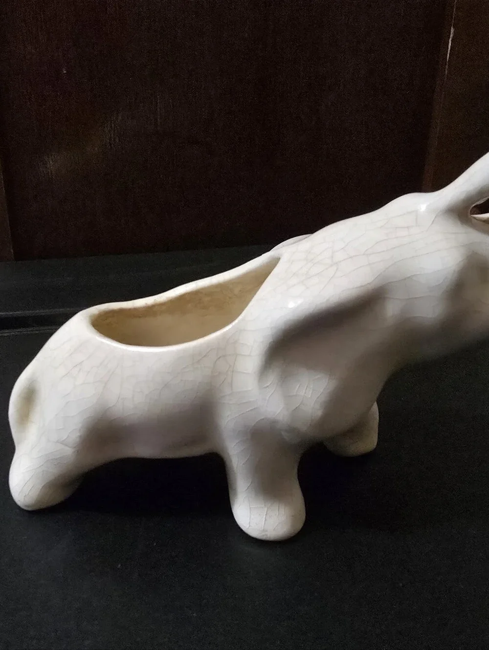Vintage Ceramic Elephant Planter - Cream Decorative Accent